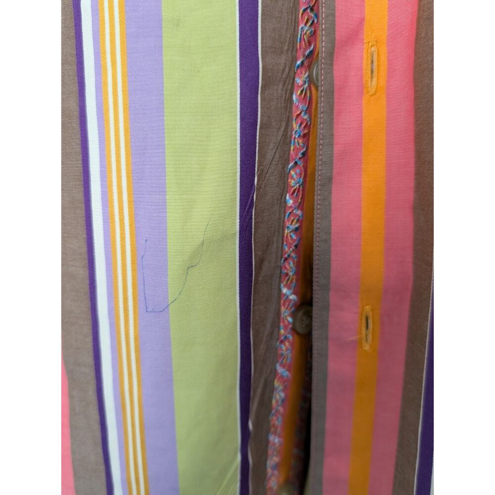 Robert Graham Striped Button Down Shirt XL Cotton Flip Floral Cuffs *Pen Mark - Picture 7 of 8